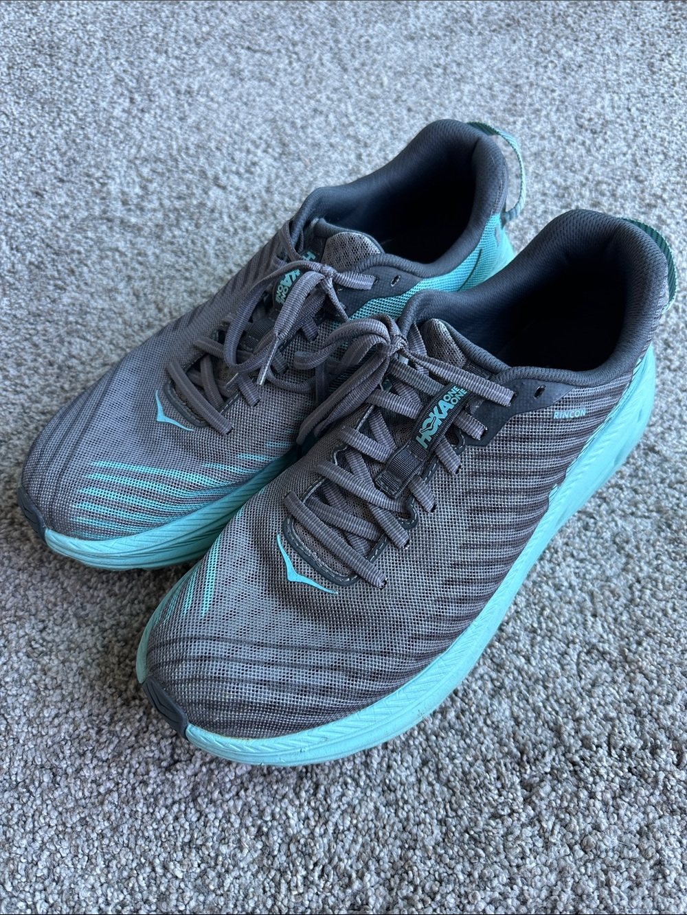 Hoka One One Rincon Women's Gray and Teal Running Shoes